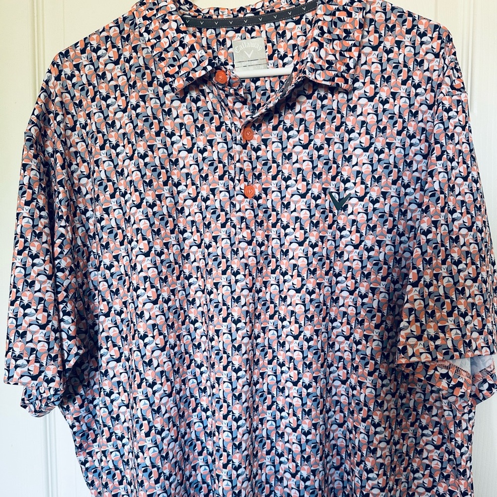 Callaway opti dry Orange and Blue Pattern Polo